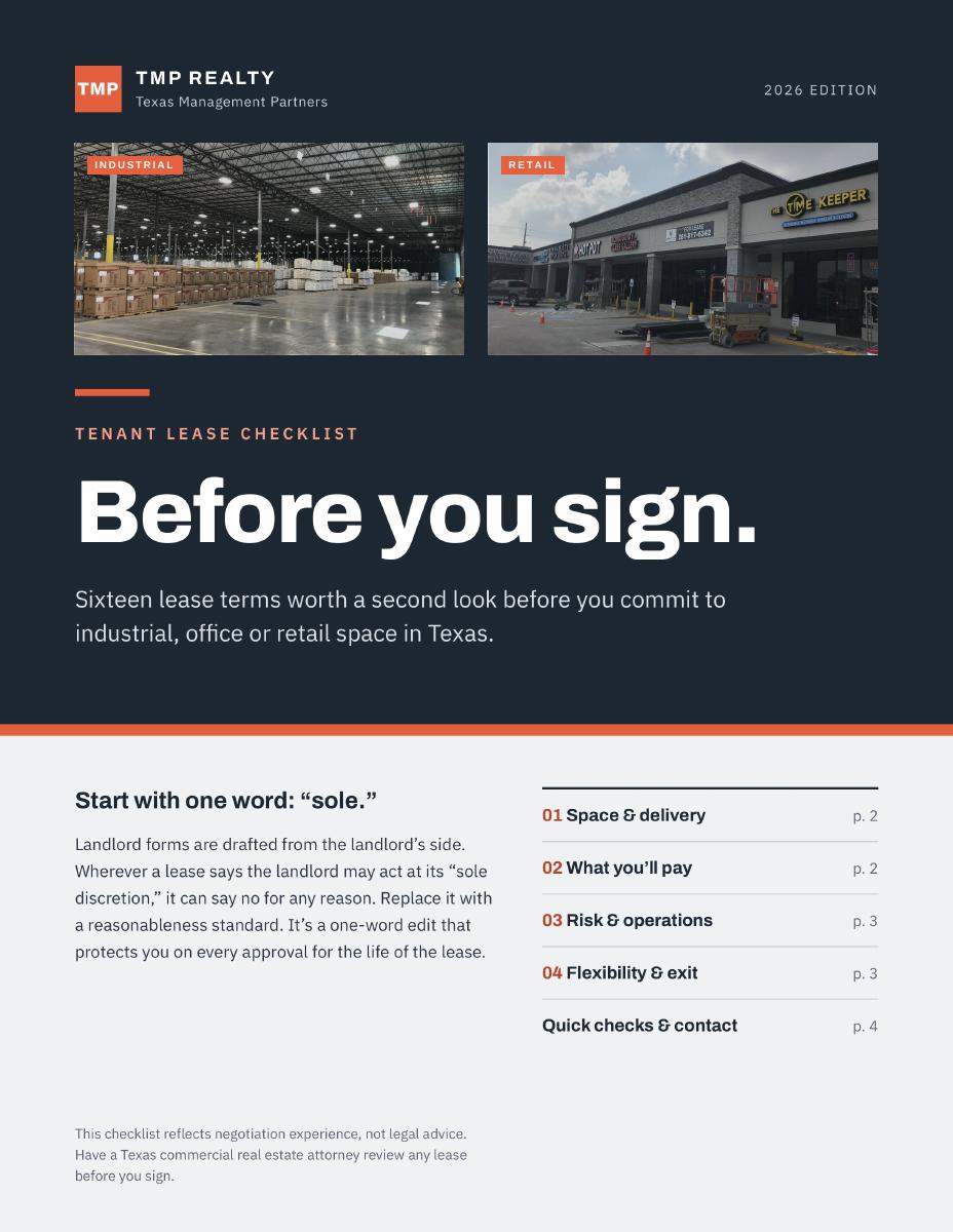 TMP Realty Tenant Lease Checklist brochure: Before you sign